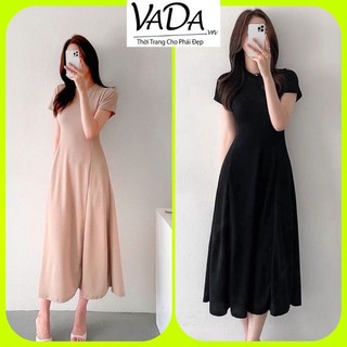 Đầm maxi dáng dài cổ tròn tay ngắn Classic (có 2 màu) (Ảnh thật)
