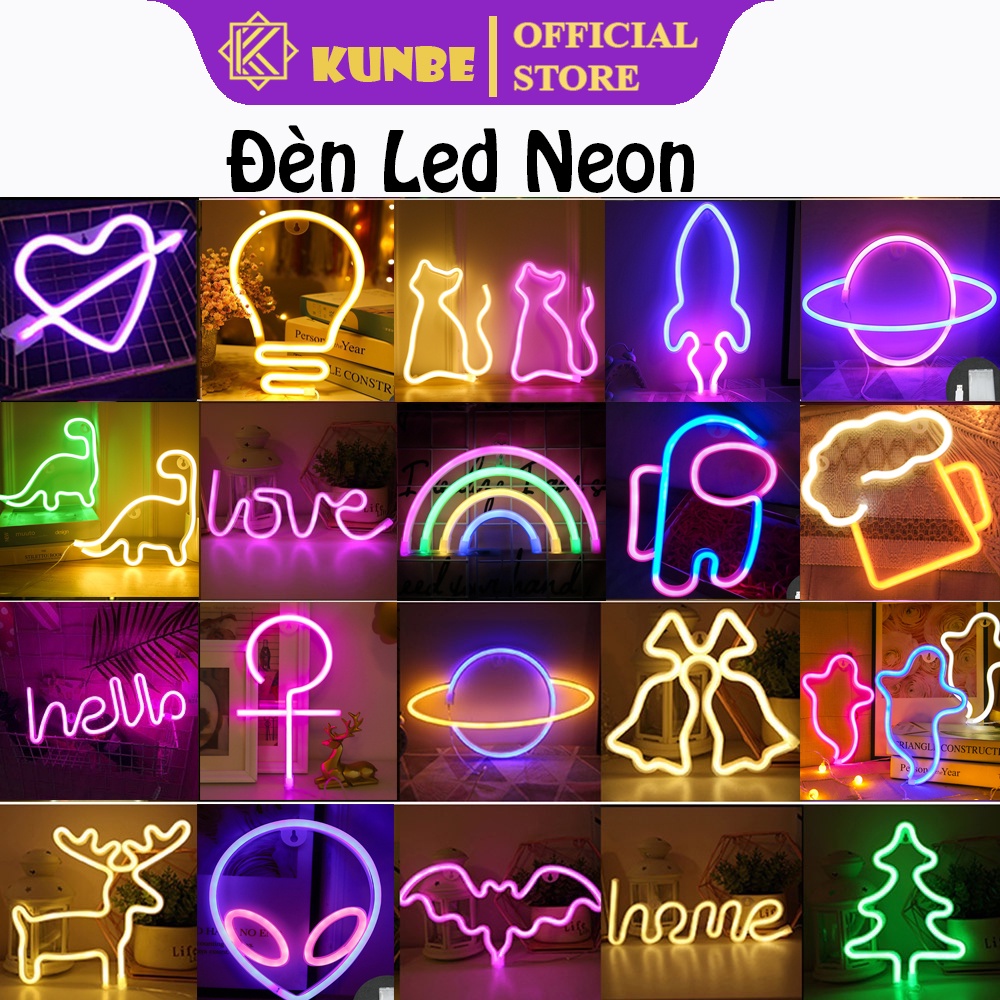 Đèn LED Neon Trang Trí KUNBE Treo Tường Decor Phòng Làm Việc, Phòng Ngủ, Sự Kiện Đa Dạng Kiểu Dáng Màu Sắc