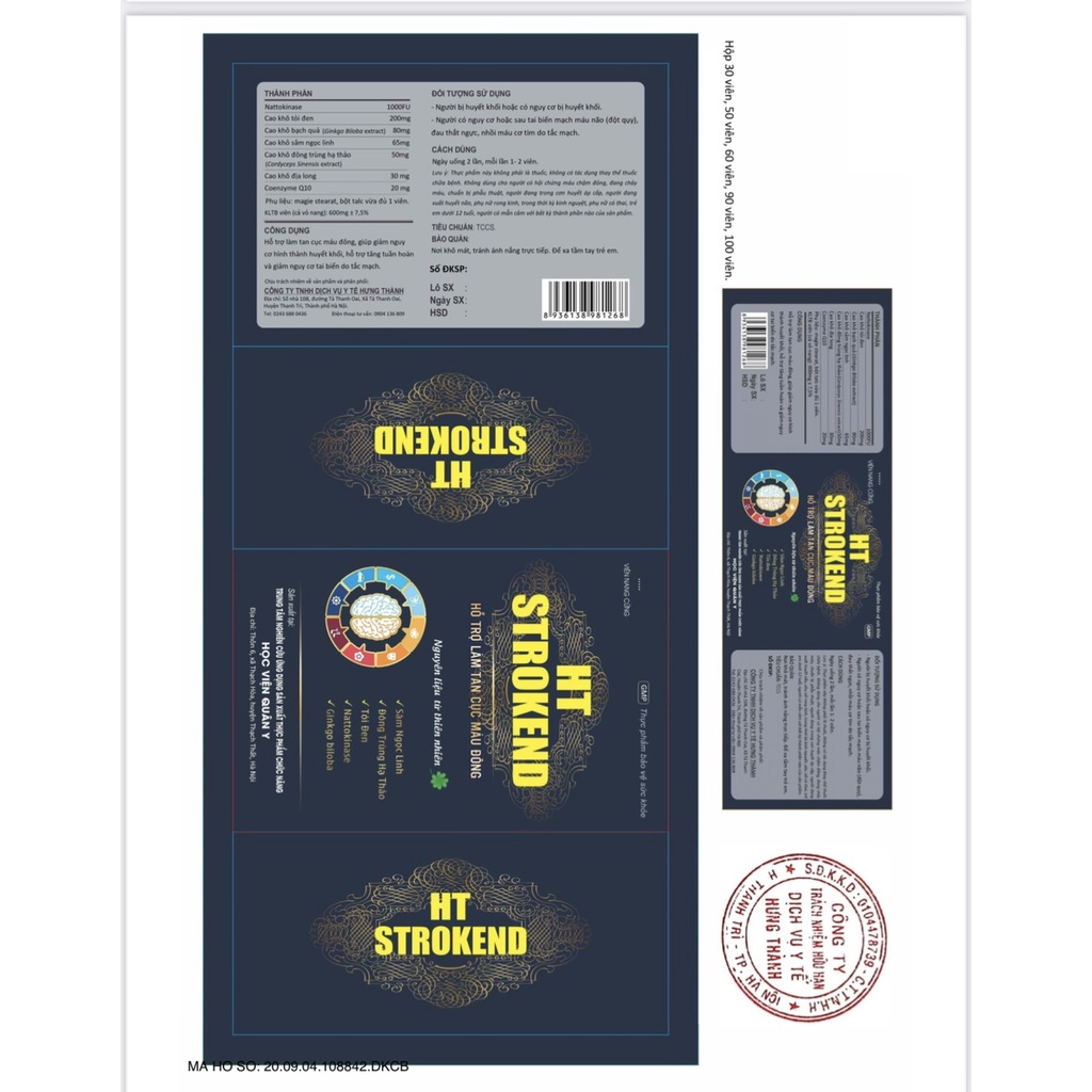 HT Strokend Hỗ trợ phòng và điều trị tai biến mạch máu não Đột qụy não Tim mạch Ổn định huyết áp Giấc ngủ Tăng cường sk