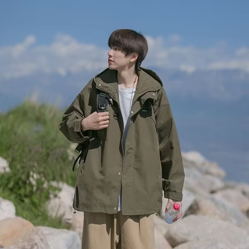 Aokang Áo Khoác Thể Thao Cao Cấp Có Mũ Trùm Phối Hai Hàng Nút Màu Trơn Cho Nam