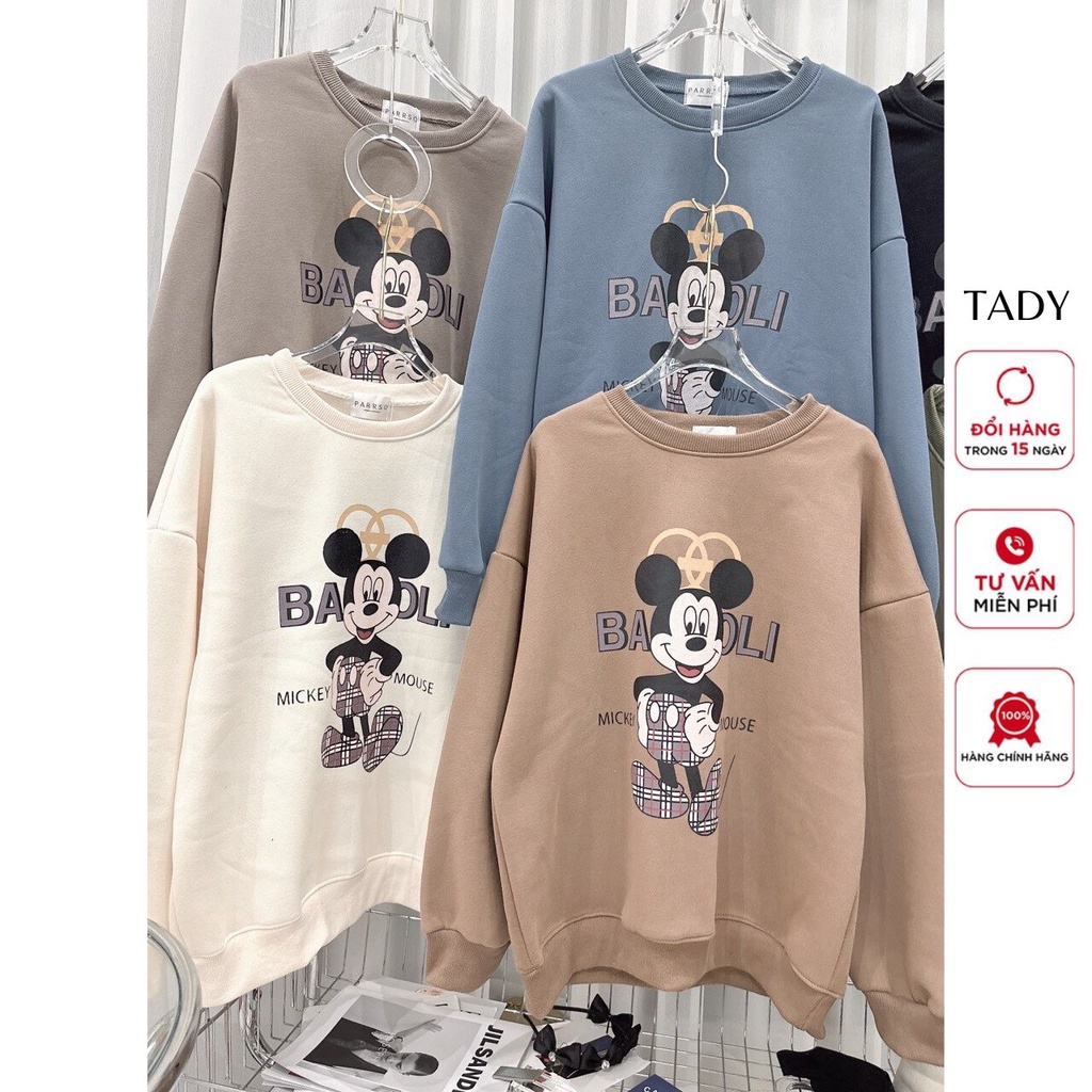 Áo Sweater Hoddie Nữ Khoác Nỉ Cổ Tròn Dài Tay PARRSO Form Rộng Oversize