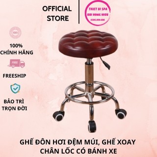 Ghế Đôn Hơi Đệm Múi, ghế xoay chân lốc có bánh xe,nâng hạ cao thấp dùng trong spa, phun xăm, tmv