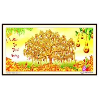 Tranh đính đá Cây tiền Kt 100x50cm/ 118x50 cm