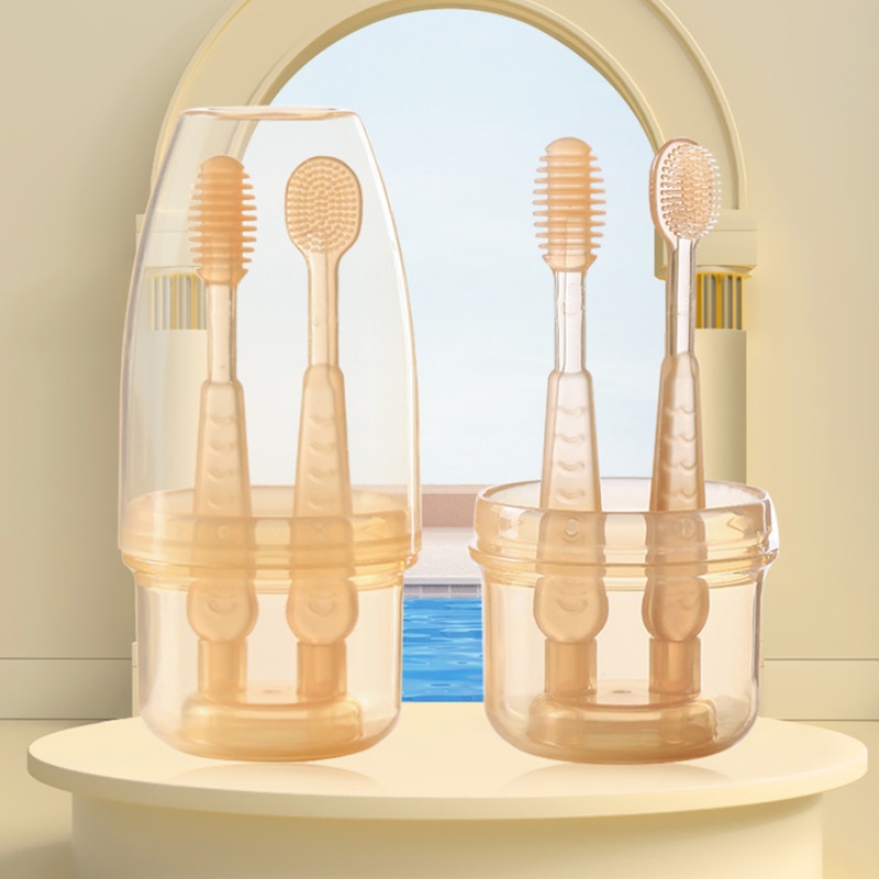 Set bàn chải silicon cho bé, Rơ lưỡi cho bé siêu mềm mại an toàn cho bé 0-18 tháng BBShine – SS022