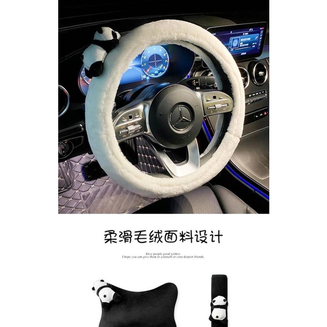 Automotive Headrest Winter Women's Cute Panda Decoration All Products Internet Celebrity Four Seasons Universal Plush Neck Pillow D2aZ