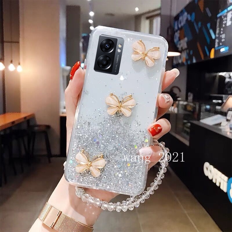 Ốp Điện Thoại Mềm Hình Bướm Lấp Lánh Thời Trang Cho OPPO A77s A77 5G A57 4G 2022