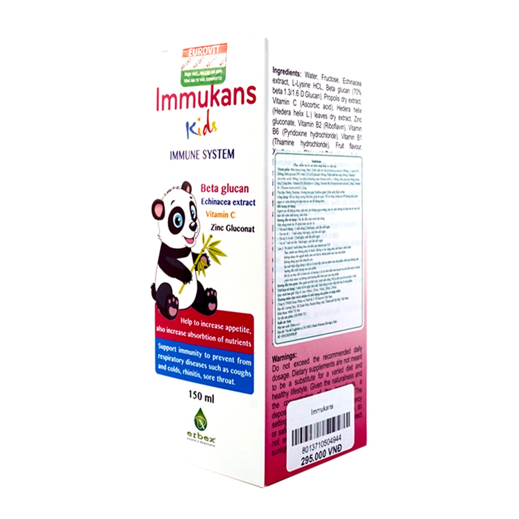 Siro IMMUKANS KIDS  Ăn Ngon- Tiêu hóa tốt Và Tăng Sức Đề Kháng Cho Bé