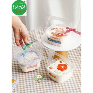 Hộp nhựa vuông đựng bánh Mousse có quai xách 10 cái