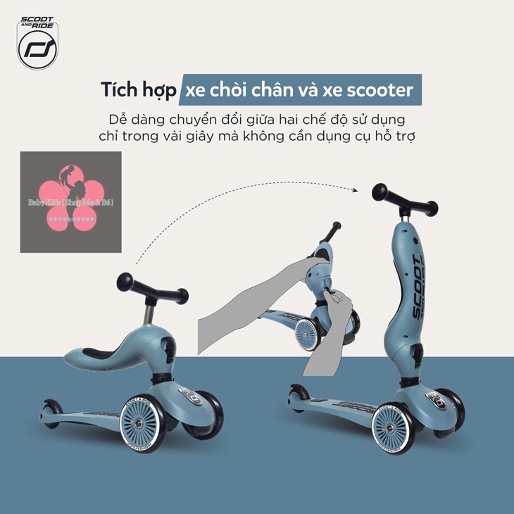 Combo xe Highwaykick 1 và Mũ bảo hiểm size S - SCOOT AND RIDE xe chòi chân, xe scooter