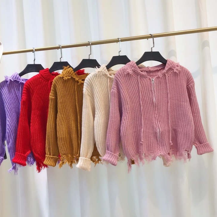 Áo Len Tay Dài Có Nón Phong Cách Hàn Quốc Thời Trang Mùa Thu Cho Nữ, Áo Khoác Len Nữ Shop YUNA