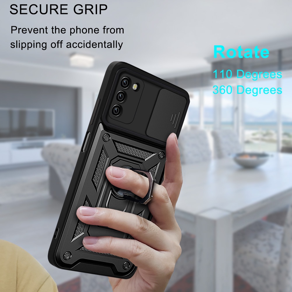 Ốp Điện Thoại Kiểu Giáp Bảo Vệ Camera Có Vòng Đỡ Trượt Cho Samsung Galaxy A04 A04S A03S A02S A14 A13 Lite LTE 4G 5G