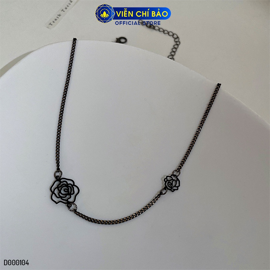 Dây chuyền bạc nữ Choker Black Rose chất liệu bạc 925 thời trang phụ kiện trang sức Viễn Chí Bảo D000104