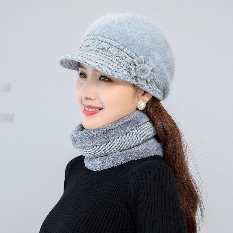 Mũ Len Lông Cừu Dày Dặn Giữ Ấm Mùa Đông Cho Nữ Trung Niên