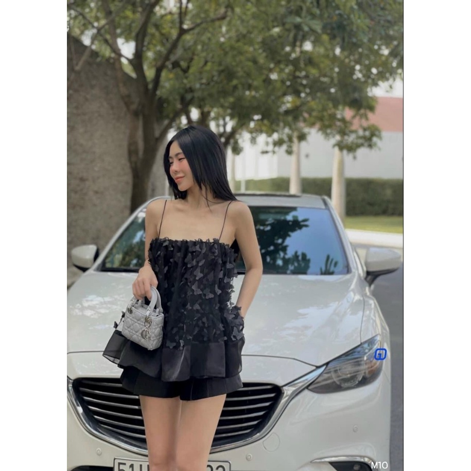 Set bộ nữ đi chơi cá tính, đầm babyboll 2 dây phong cách nhẹ nhàng dễ thương phối quần chất vải lưới cao cấp