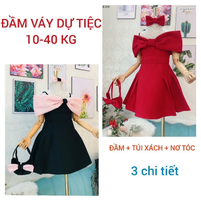 Đầm váy dự tiệc dạ hội bé gái 3 chi tiết vải cao cấp haivanco 12 đến 40 kg mềm mại và thoáng mát đi học đi chơi đều đẹp
