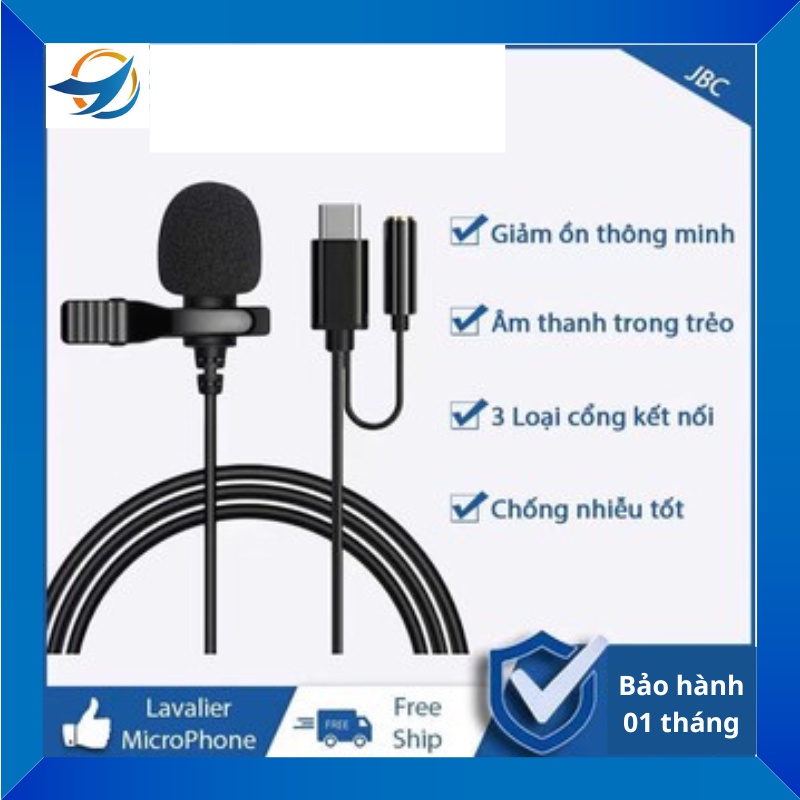 Microphone Cát Thái JBC 3 loại cổng kết nối Type-C/Lightning/Jack 3.5mm độ tương thích cao, âm thanh trung thực rõ ràng
