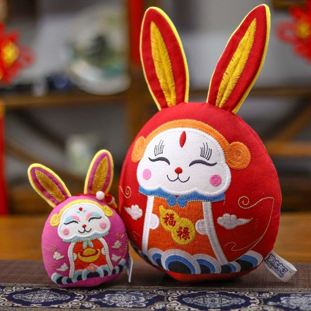 LANFY Thỏ Nhồi Bông Chất Liệu Cotton Mềm Mại Phong Cách Trung Hoa Dễ Thương