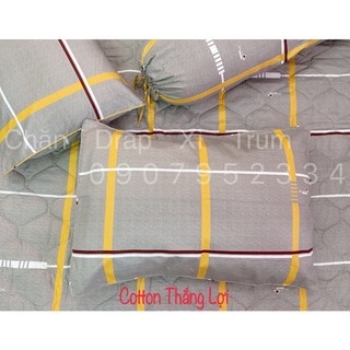 SET 5 MÓN {Size Drap 1m6 / 1m8} VẢI COTTON THẮNG LỢI Có Logo
