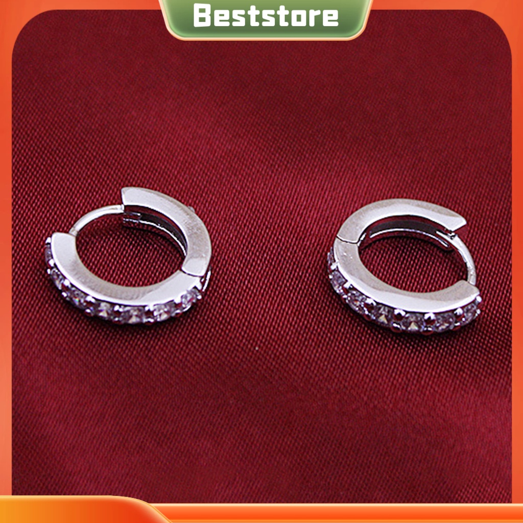 Khuyên tai mạ bạc đính đá pha lê trắng thời trang thanh lịch dành cho nữ