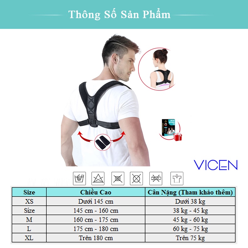 Đai Chống Gù Lưng Chính Hãng Cho Người Lớn Và Trẻ Em Hỗ Trợ Điều Chỉnh Tư Thế, Đai Chống Gù Nam Nữ Andego Bh Lỗi 1 Đổi 1