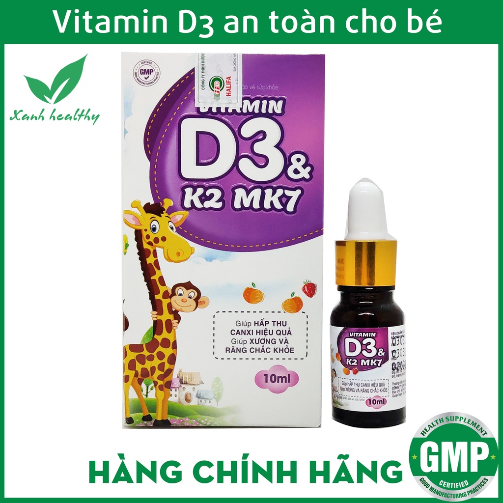 Vitamin D3 K2 MK7 giúp tăng chiều cao, chống còi xương,10 ml – Chuẩn GMP bộ y tế- HSD 2025