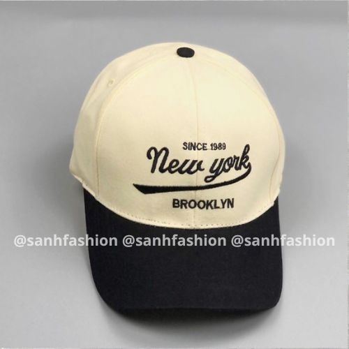 Mũ lưỡi trai phối màu thêu chữ NewYork Brooklyn Nón kết chất kaki cao cấp thời trang form unisex nam nữ_sanhfashion