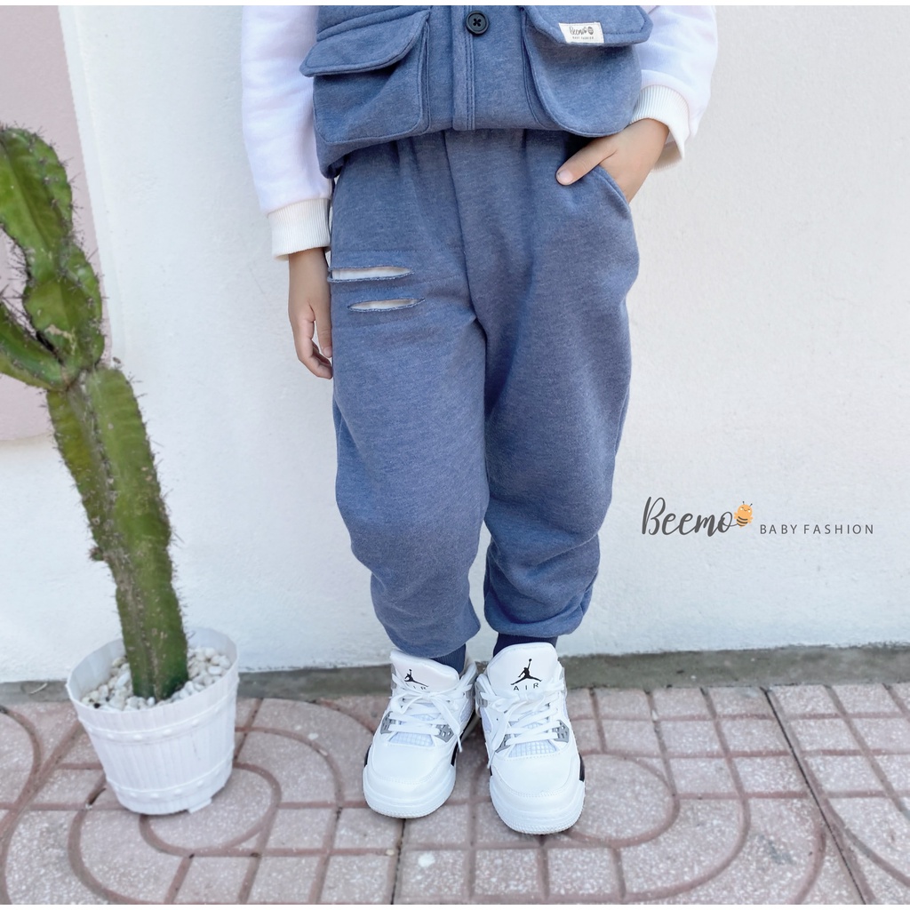 Quần dài jogger Beemo cut out vải nỉ bông mềm cho bé trai