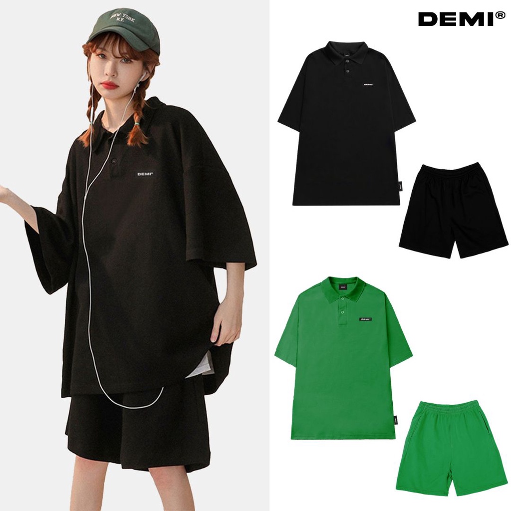 Set đồ nữ đi chơi đẹp năng động, bộ quần áo nữ thể thao vải thun da cá màu đen, xanh lá DEMI