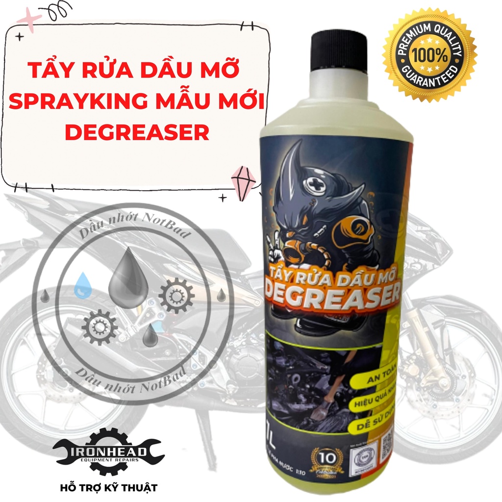 Dung dịch tẩy rửa dầu nhớt SPRAYKING UNTRA CLEANER 1L - tẩy rửa NSD, dầu nhớt bám trên xe máy TẶNG KÈM VÒI XỊT