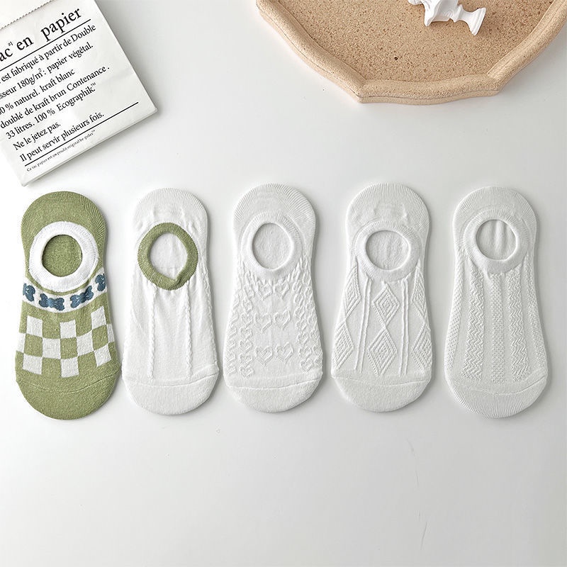 Vớ Cotton Cổ Thấp Phối Ren Thoáng Khí Phong Cách Nhật Bản Dễ Thương Thời Trang Cho Nam Và Nữ