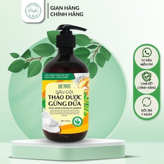 Dầu gội thảo dược gừng dừa hữu cơ cocayhoala cao cấp cỏ cây hoa lá giảm rụng tóc giúp tóc mềm mượt dung tích 440g - pq06