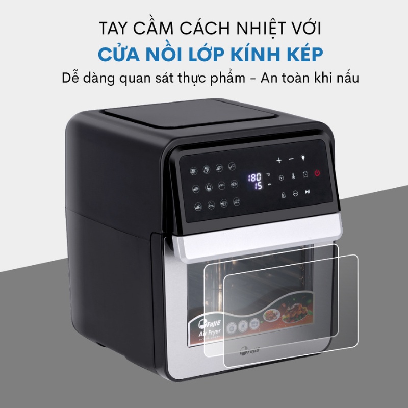 Nồi chiên không dầu FujiE AF12D dung tích 12L - Bảng điều khiển điện tử cảm ứng - Menu cài đặt sẵn