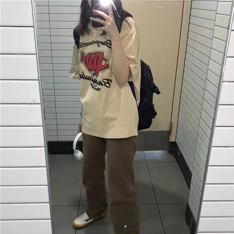 NRVP Áo Thun Unisex Mùa Hè Dáng Suông Tay Cộc Phong Cách Hàn Quốc Cho Nam Nữ