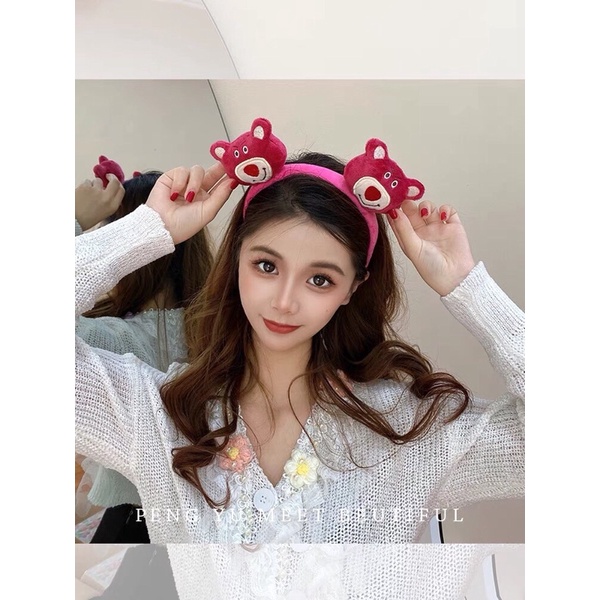Cài tóc gấu dâu tây lotso dễ thương nữ đẹp hot trend hàn quốc De Perier