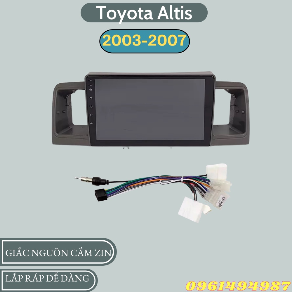 Mặt dưỡng 9 inch Toyota Altis kèm dây nguồn cắm zin theo xe dùng cho màn hình DVD android 9 inch