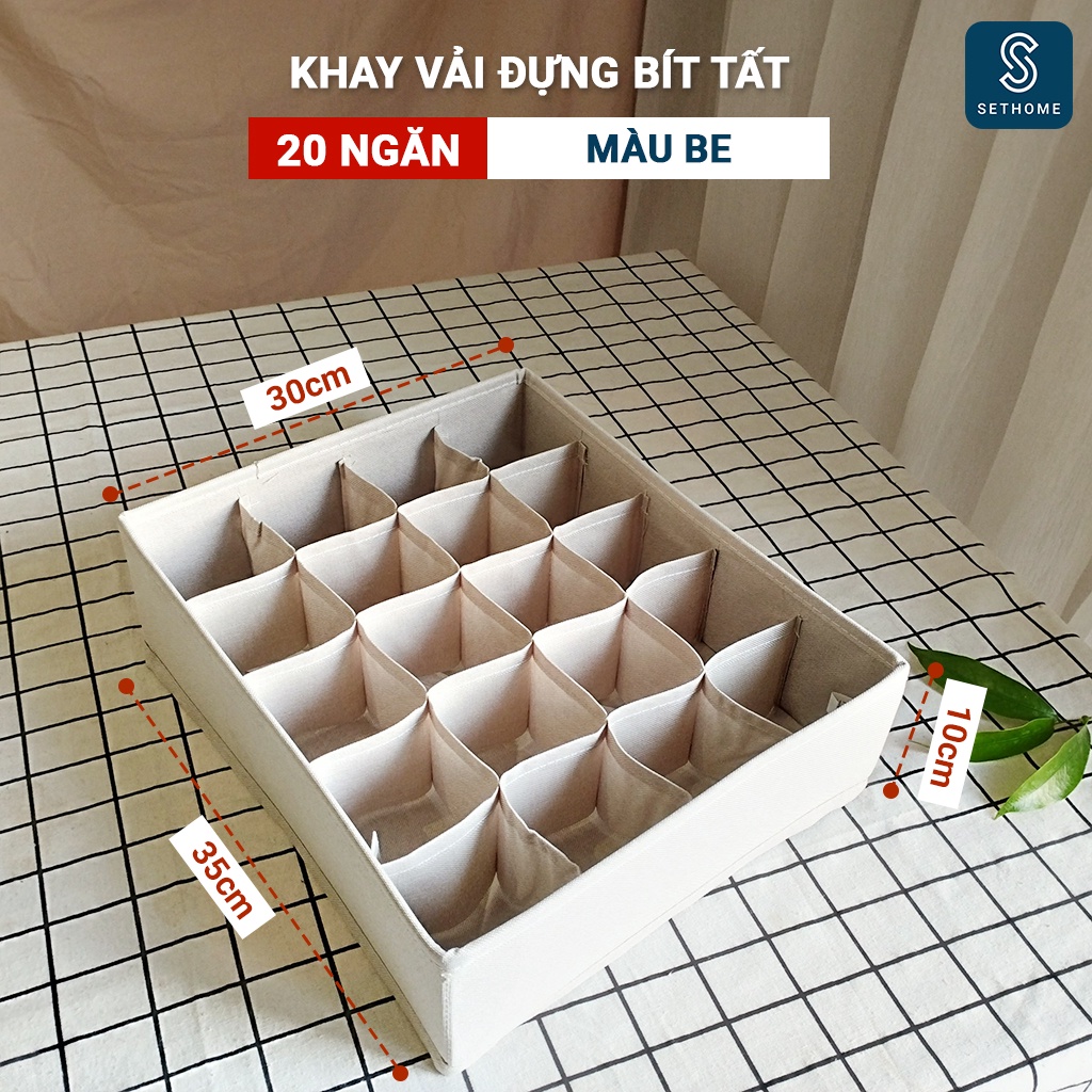 Khay đựng tất vớ SETHOME hộp đựng bít tất đồ lót cà vạt áo bra