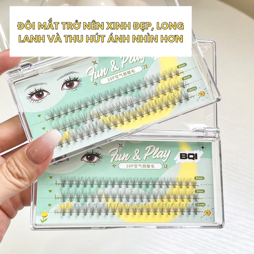 Lông mi giả mềm mịn tự nhiên, lông mi chùm chất lượng cao dễ dàng tự nối ở nhà