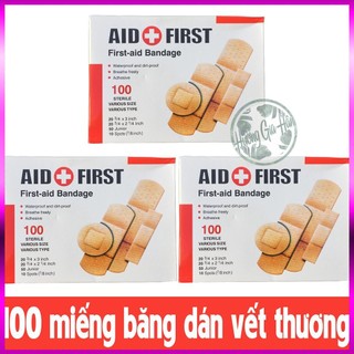 Hộp 100 băng keo cá nhân dán vết thương, băng gạt y tế