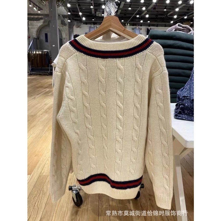 Brandy melville Áo Sweater dệt kim Cổ Chữ V Dáng Rộng Dày Dặn Thời Trang Thu Đông Cho Nữ