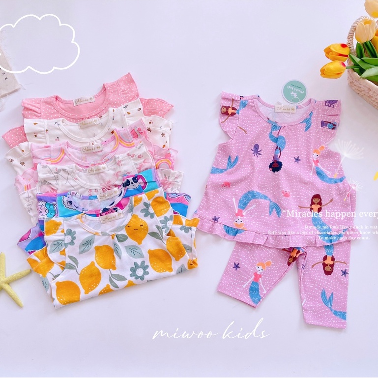 [Bé 7-19kg] Bộ Cánh Tiên Quần Lửng TIENHOASHOP Cotton Bozip Xuất Dư Siêu Mềm Mịn Mát Cho Bé Gái - HÀNG LOẠI 1