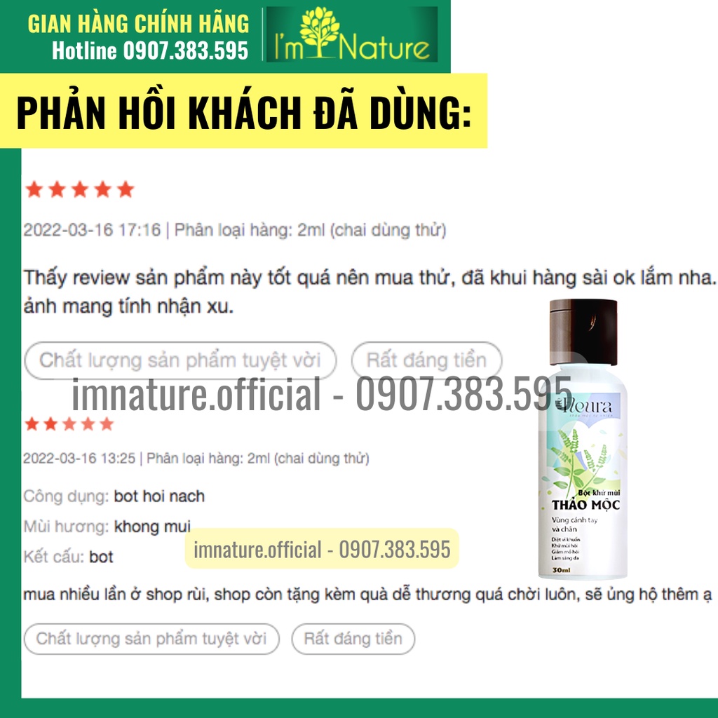 Bột Khử Mùi Hôi Nách Hôi Chân Thảo Mộc FleurA Handmade 30ml - Ngăn Mùi & Mồ Hôi Hiệu Quả Ngay Lần Đầu Sử Dụng