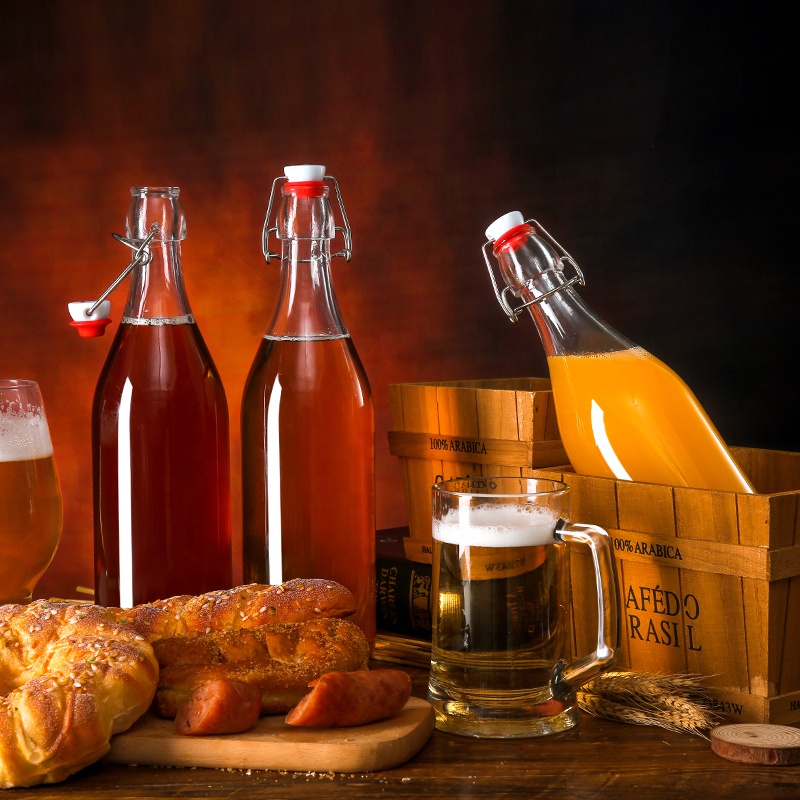 BỘ 6 CHAI THỦY TINH 1 LÍT NẮP GÀI RETRO MISO