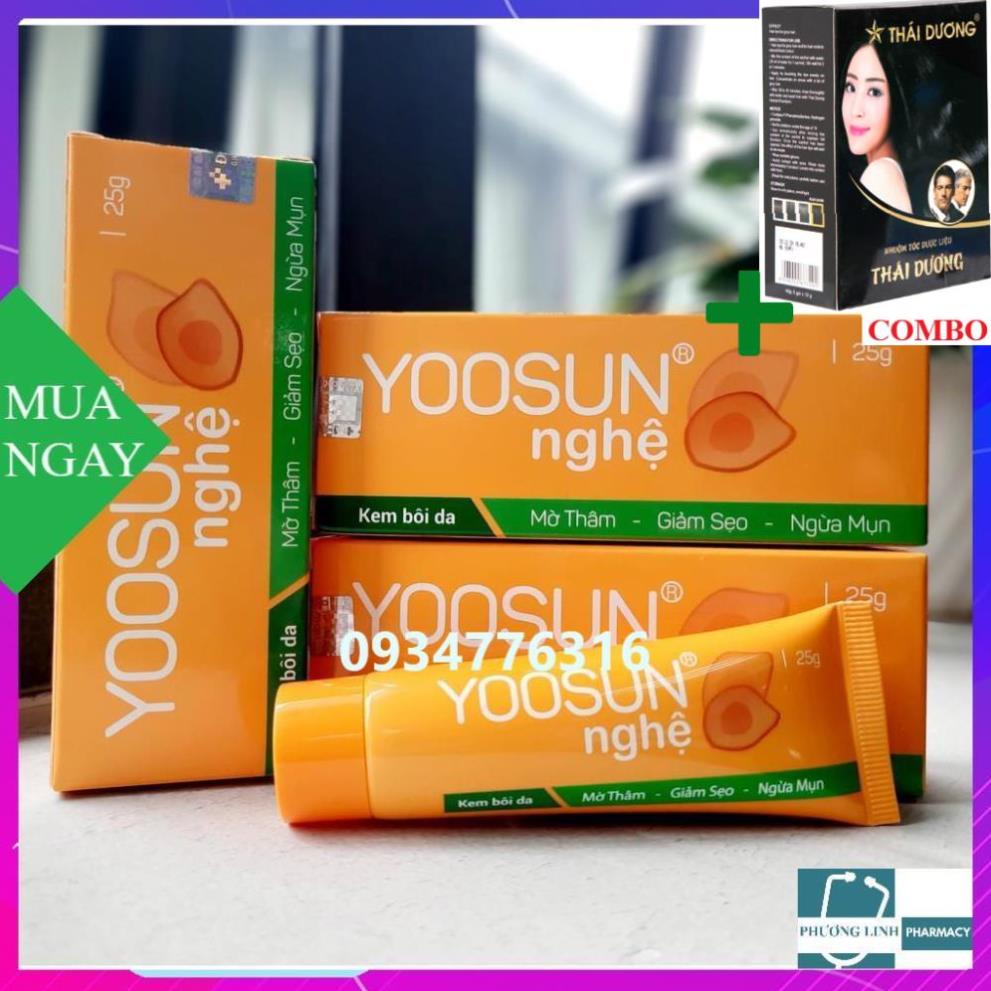 Combo Gội Là Đen Thái Dương+ Kem Ngừa Mụn, Ngừa Thâm Yoosun Nghệ 20g , Rau Má 25g