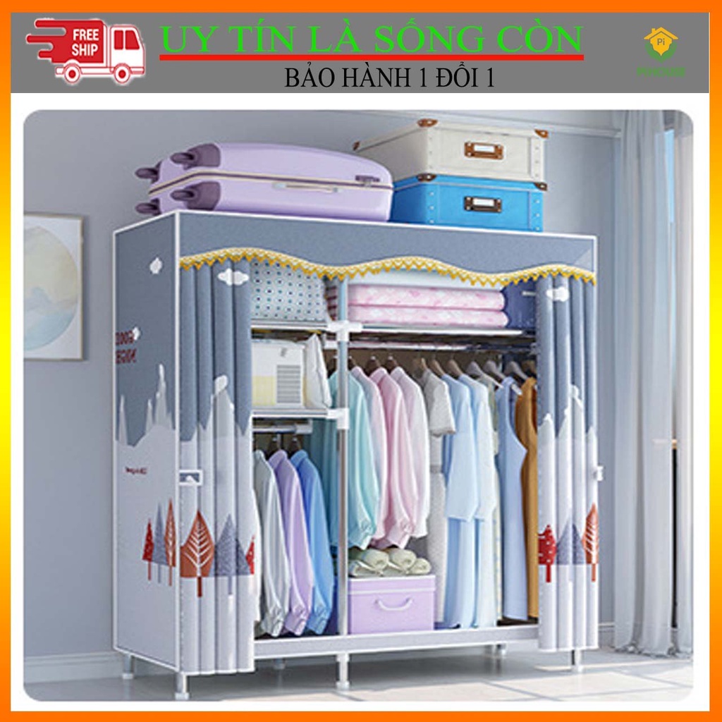 Tủ Quần Áo Tủ Vải Kệ Tủ Vải Đựng Quần Áo Khung Gỗ 4 Buồng Cao Cấp Bảo Hành 12 Tháng 1 Đổi 1 Toàn Quốc