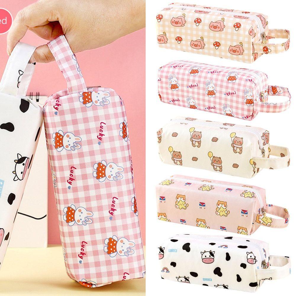 Túi Đựng Bút Bằng Vải Canvas Đa Năng In Họa Tiết Hoạt Hình Dễ Thương