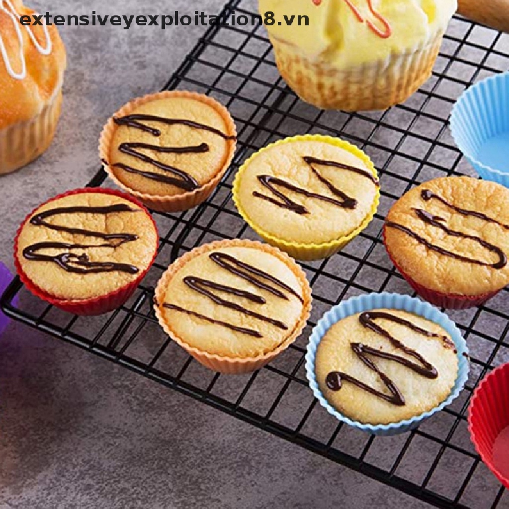 Khuôn Silicon Làm Bánh Muffin / Cupcake Hình Tròn Tiện Dụng Cho Nhà Bếp