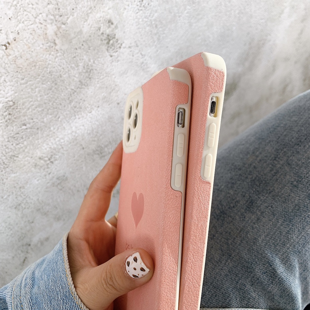 Ốp lưng da sọc bảo vệ camera Be Loved xinh xỉu dành cho nhiều dòng máy của iphone/samsung/oppo/realme/xiaomi/vivo