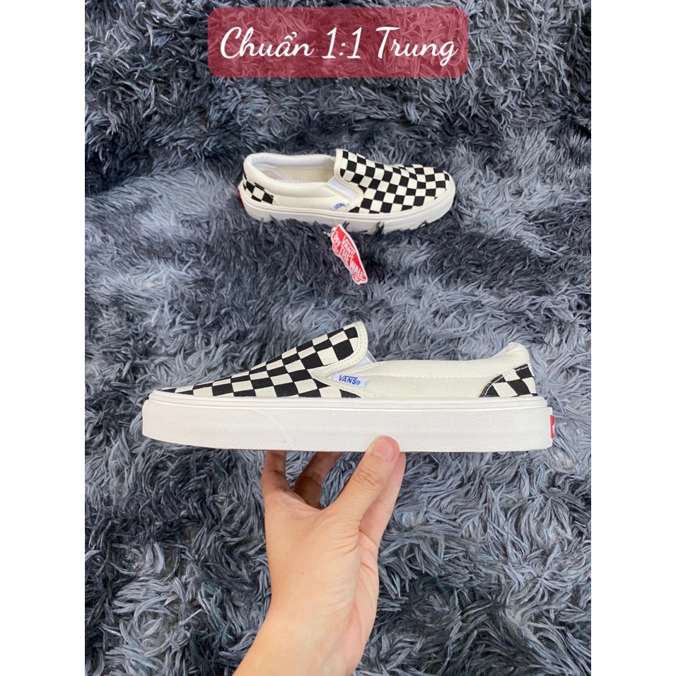 Giày Lười Nam Nữ Vans Caro Classic, Giày Slip On Đi Chơi Đi Học Thời Trang Giá Rẻ chuẩn loại một QC