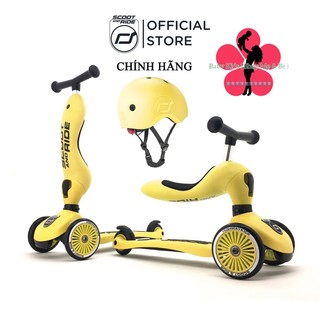 COMBO xe Highwaykick 1 và Mũ bảo hiểm size S - SCOOT AND RIDE xe scooter, xe chòi chân ( màu : Lemon )