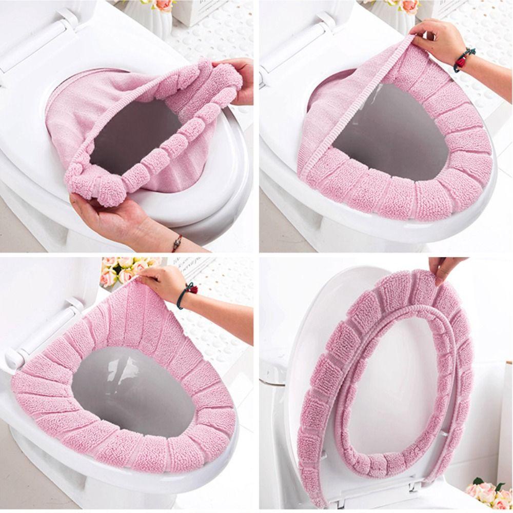 Vỏ Bọc Bệ Ngồi Toilet Chất Liệu Dệt Kim Dày Dặn Giữ Ấm Mùa Đông Có Tay Cầm Tiện